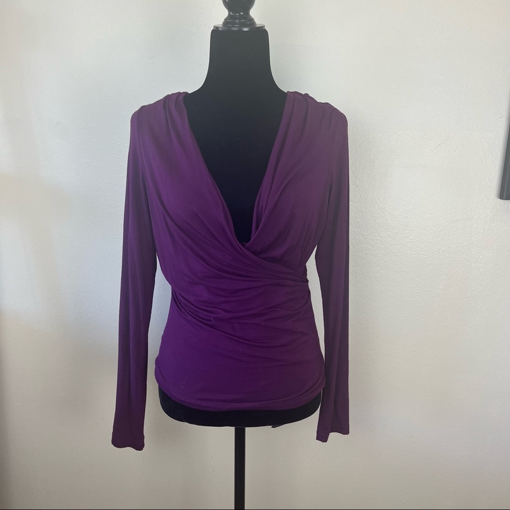 Free People Long Sleeve Wrap Top, Fuchsia Color, Excellent Condition